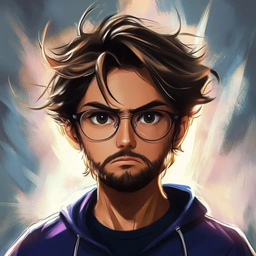 Yakup Senpai anime tarzı logo. Anime tarzında çizilmiş, koyu saçlı, sakallı ve gözlüklü genç bir erkek; kararlı bir ifadeye sahip, mor hoodie giyiyor ve arka planda dramatik ışık efektleri yer alıyor.